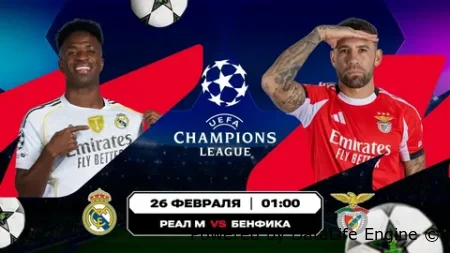 Реал Мадрид - Бенфика смотреть онлайн бесплатно 26 февраля 2026 прямой эфир